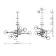 Candelabru modern cu 8 brate din alama masiva si abajururi din sticla suflata, RD 15, B080 Schwunghome